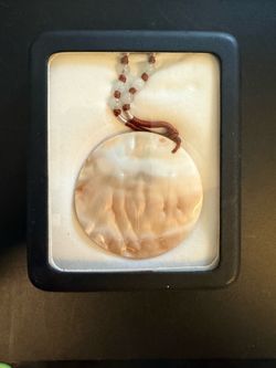 Carved Mother of Pearl Cicada Pendant Natural Nacre Cord Necklace