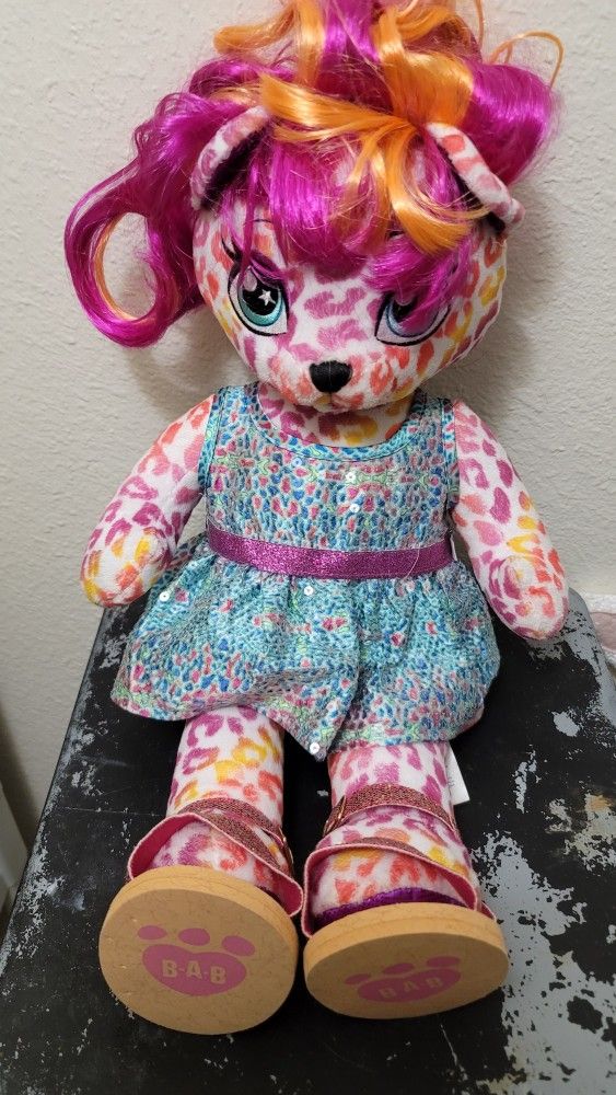 Build a bear honey girls hg keely leopard doll with dress and shoes