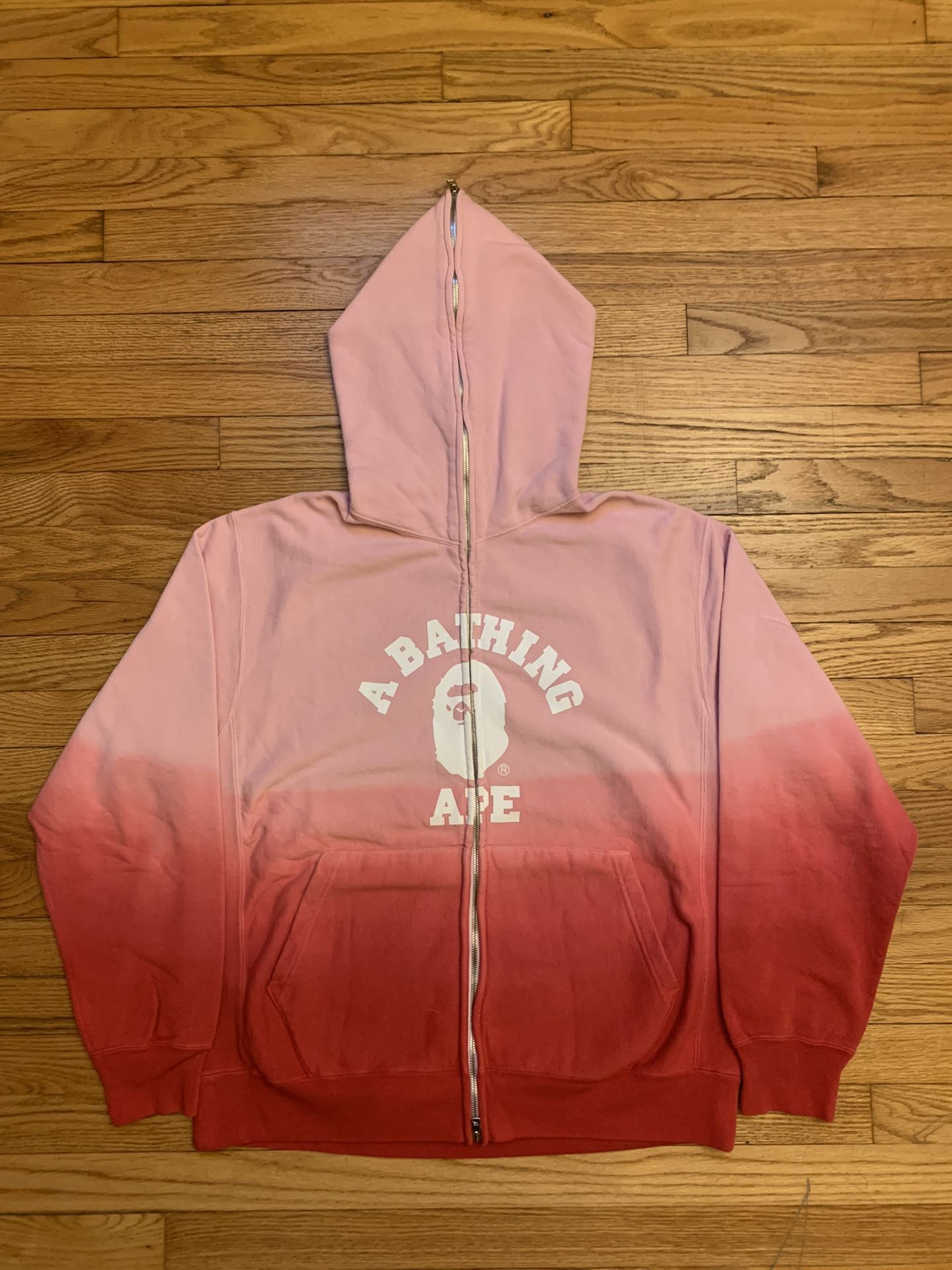 06’ Bape Pink Gradation College Logo Full Zip Hoodie 