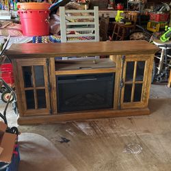 Electric Fire Place Tv Stand Wood 