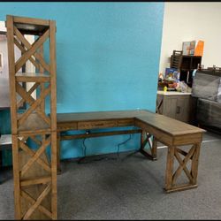 L Desk And Bookcase 
