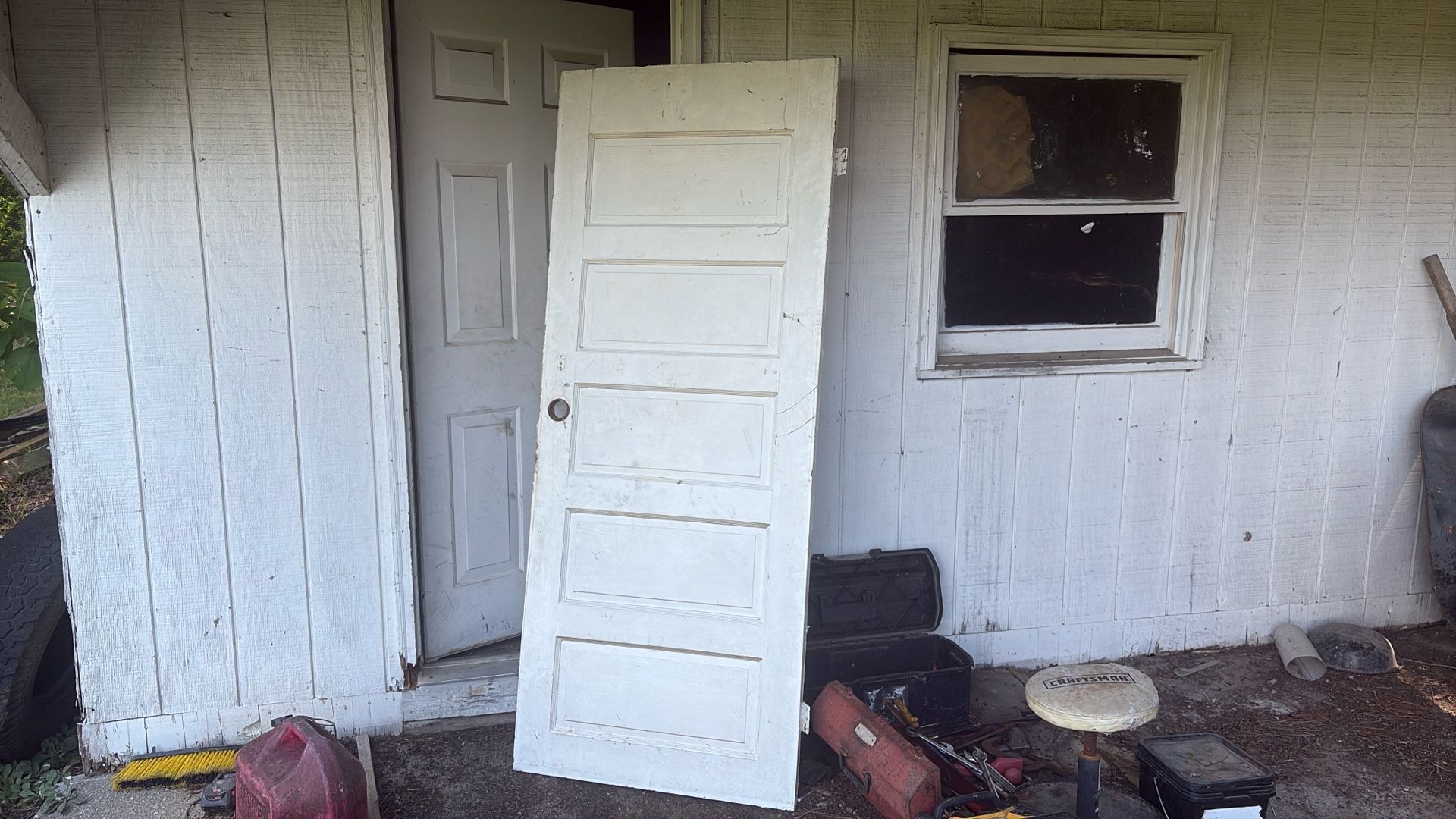 Five Panel Old Door On Good Shape  36 Inch