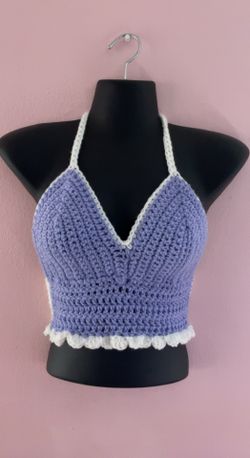 Purple Handmade Cropped Tank Top Cheap