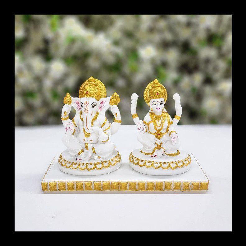 Lord Ganesha and Lakshmi Porcelain Statue / Gift / Lucky Charm