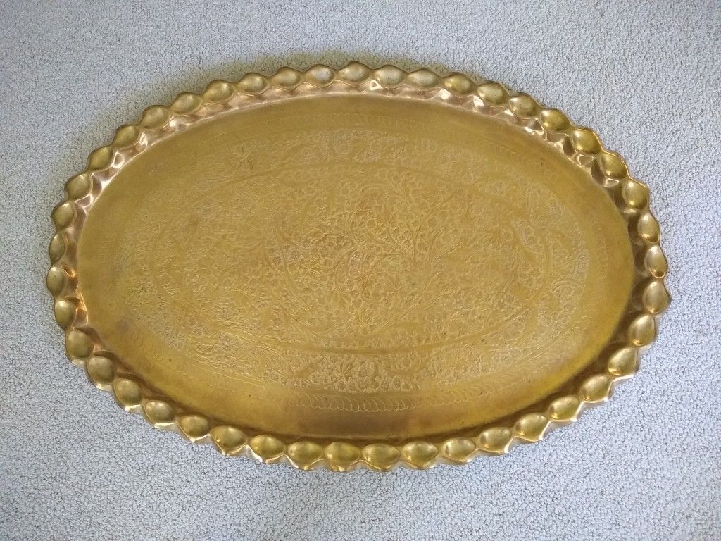 Large Vintage Moroccan Brass Tray
