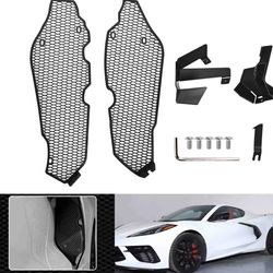 Black Alu Side Intake Mesh Grille Insert Guard Set For Corvette C8 2020-2026 US