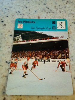Vintage 1978 sportscaster ice hockey/ the Spengler cup/ the exigencies of television/ Olympic collector card # 35-03