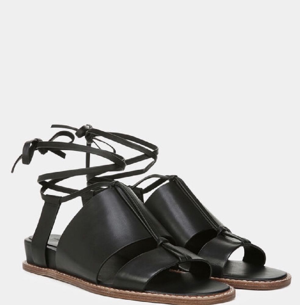 Vince Sandals Black Leather Forster Sz.8.5