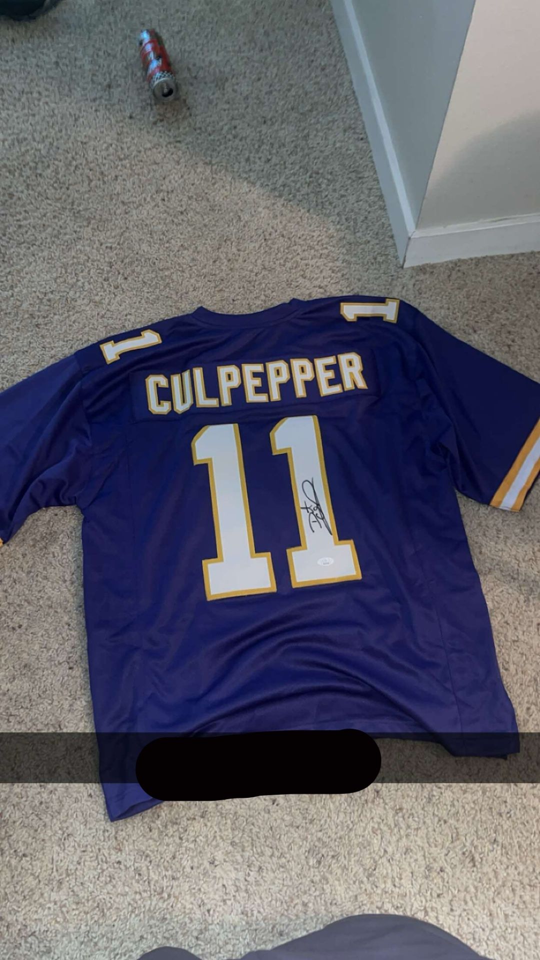 Dante Cullpepper Autographed Jersey #11 Vikings NFL (Authentic)