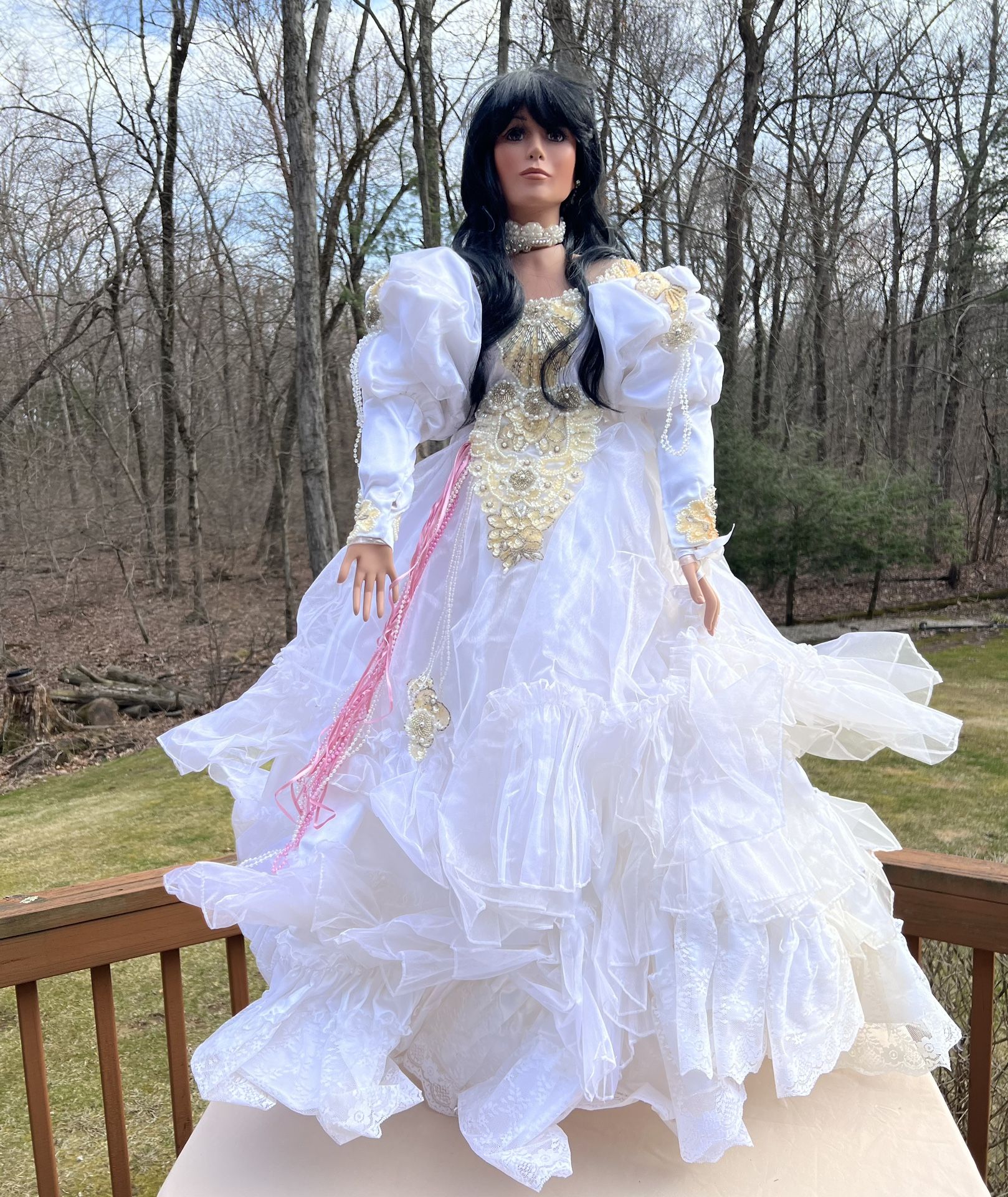 Rare Limited RUSTIE 42" PORCELAIN DOLL "HEAVENLY PRINCESS" White Dress