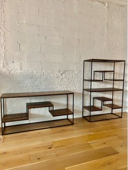 Industrial Real wood tv stand and bookshelf