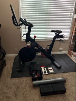 Peloton Bike + Shoes, HR Monitor, Mat & Accessories Bundle – $450 OBO