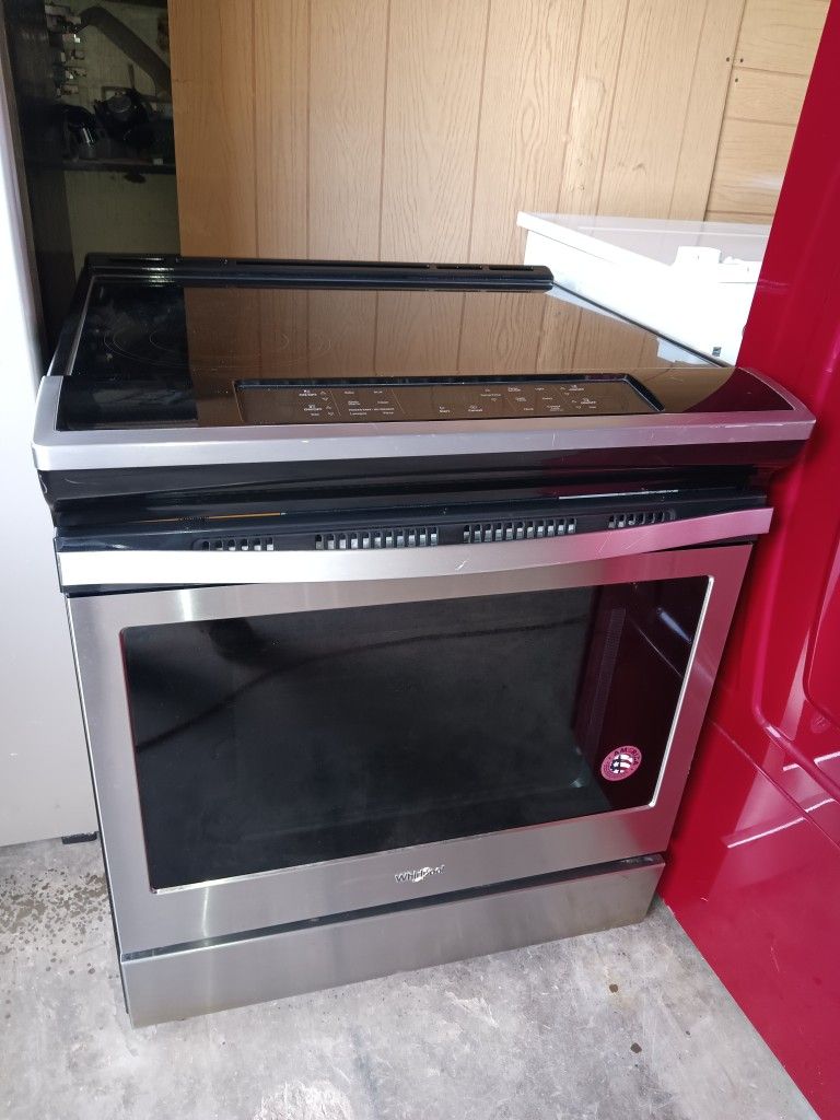 Whirlpool Slide In Glass Top Stove Stainless Steel Everything Works Good