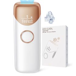 Laser Hair Removal Ubroo IPL Hair Removal Device with 5℃ Ice Cooling, 3 In 1 Painless Hair Removal For Women Men Permanent Face Body Beauty Care (Gold