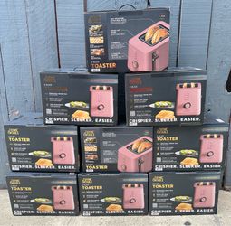 Thyme & Table 2-Slice Toaster, Extra-Wide Slots with Removable Crumb Tray, Faded Rose