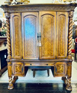 AICO By Michael Amini English Truffle Brittany Desk And Hutch - NY