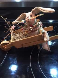Spring Easter primitive bunny decor - red