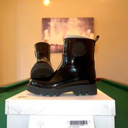 Moncler Rain Boots - Ginette logo-appliquéd glossed-rubber rain boots in black