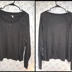 Live Love Dream Black Sparkle Top Size Xl