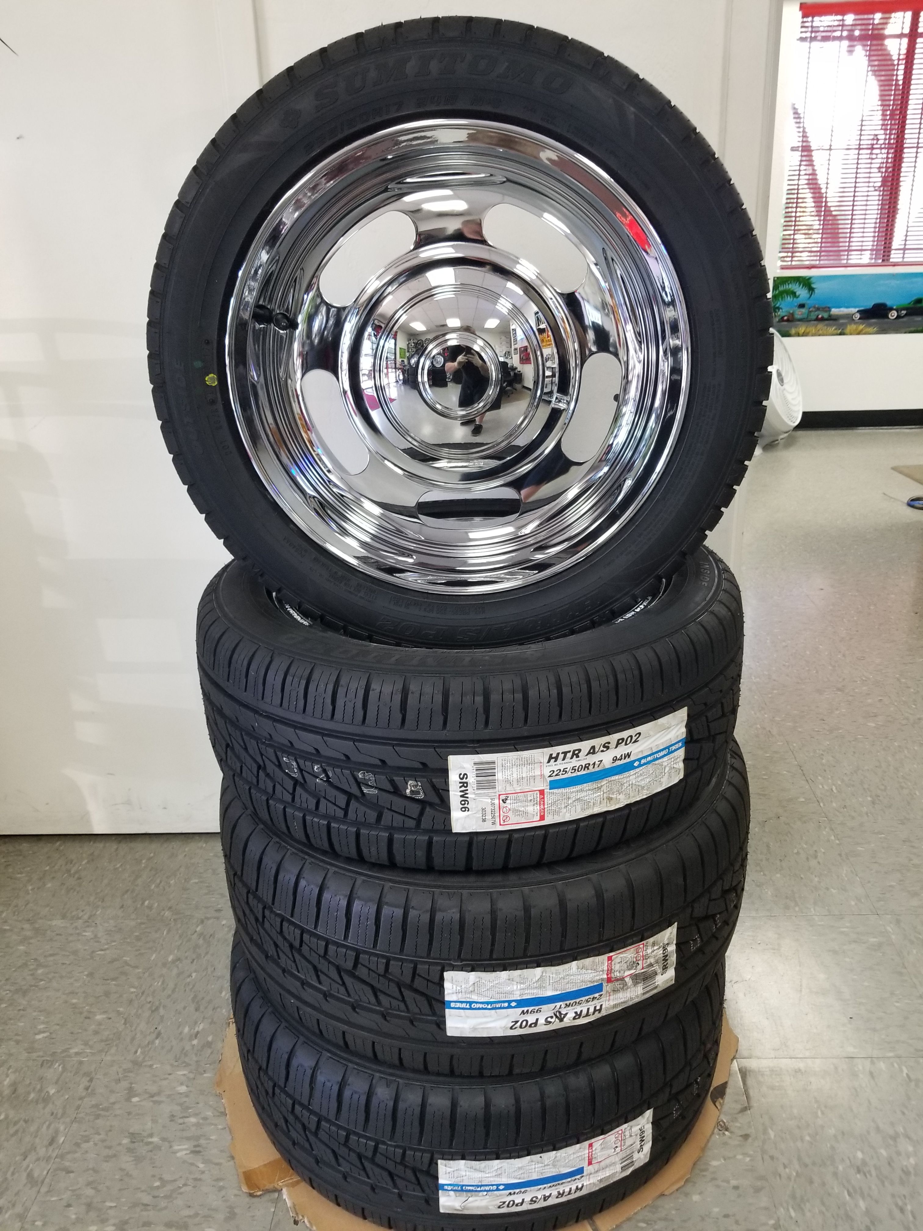 17" chrome rally wheels 5x4.75 brand new set (el Camino camaro impala)
