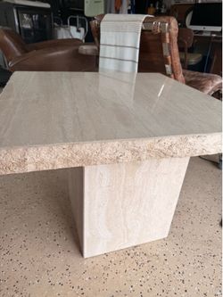 Marble stone travertine side table