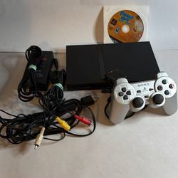 PS2 Slim Console Bundle w/ OEM Cables, Controller And Game! *TESTED/WORKING*