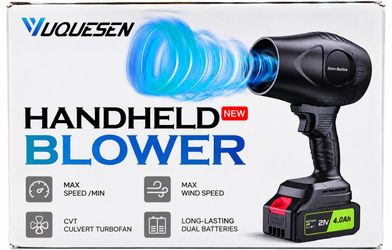 NEW Cordless Handheld Turbo Blower – 2 Batteries + Case