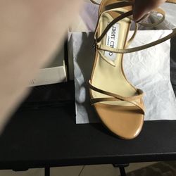 Jimmy Choo Tan Ankle Straps Brand New In Box Size 36.5