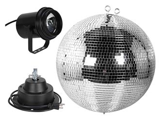 Eliminator Lighting M600EL, All-In-One Mirror Ball Kit with 16-Inch Mirror Ball