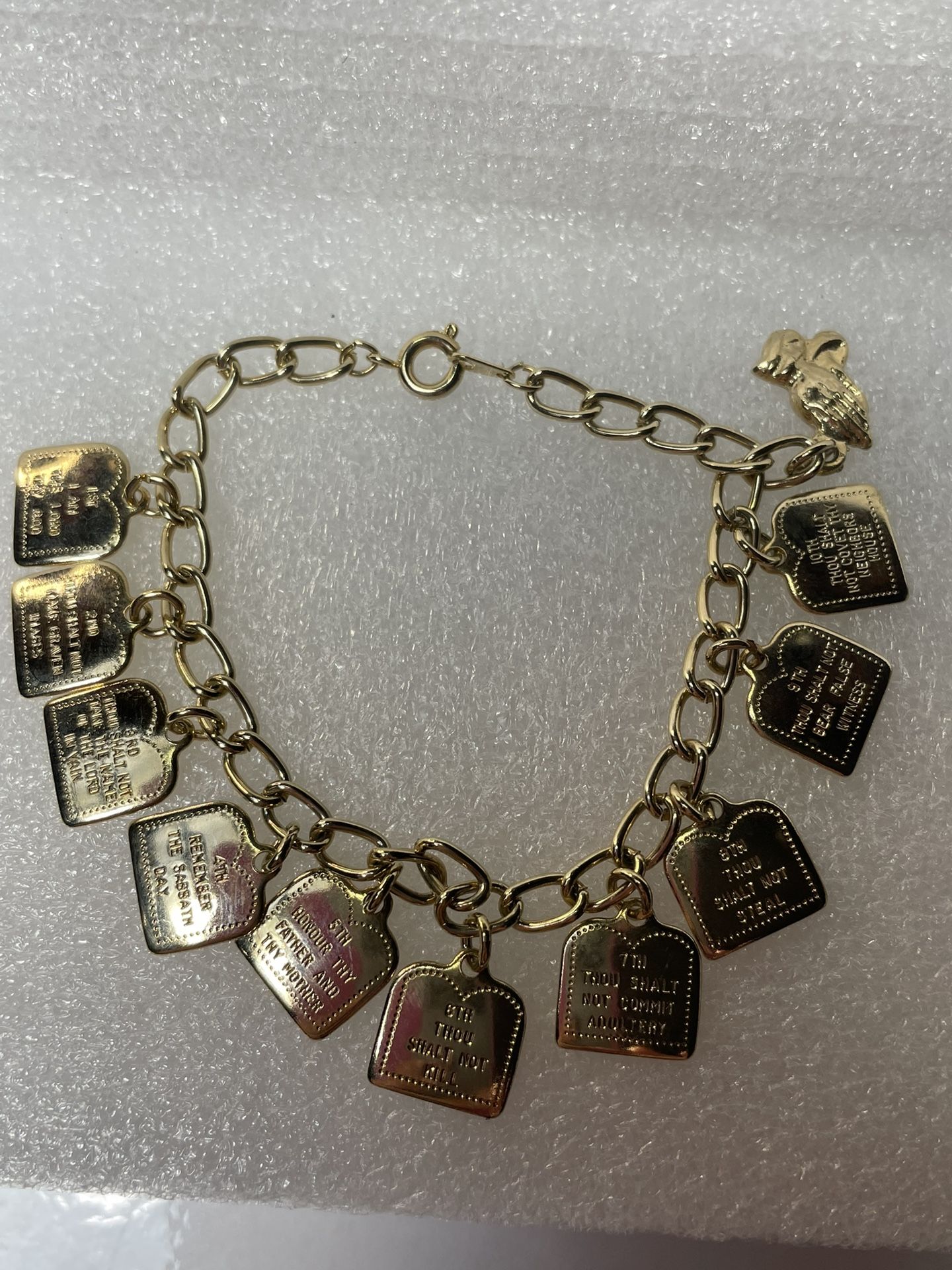 10 Commandment Charm Bracelet 7” Long