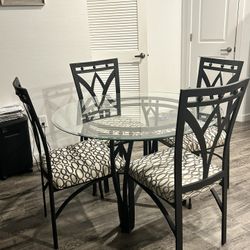 Thick Glass Table With 4 Chairs