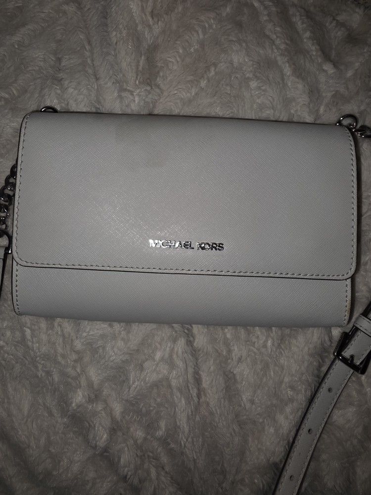 MICHAEL Michael Kors Saffiano Leather 3-in-1 Crossbody Clutch - Grey