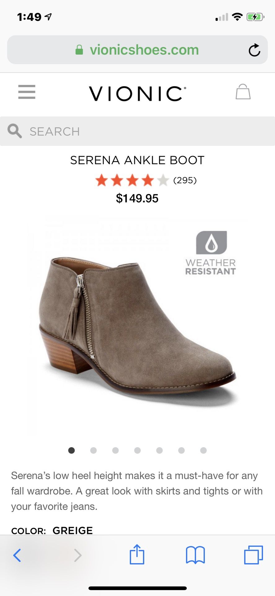 Vionic booties, size 7.5m