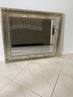 Wall Mirror Silver And Rust Frame