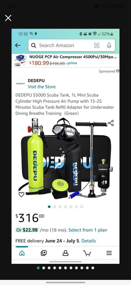 DEDEPU S5000 Scuba Tank 1L Mini Scuba Cylinder High Pressure Air Pump with 15 25 Minutes Scuba Tank Refill Adapter for Underwater Diving Breathe Tra