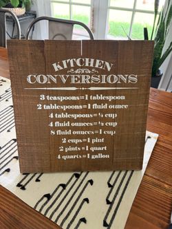 Wooden measurement kitchen word art picture