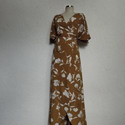 RESET Womens Short Sleeve Floral High Low V-Neck Flowy Party Long Maxi Dress