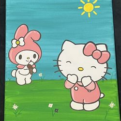 Custom Hand Painted 16 X 20 Sanrio Canvas
