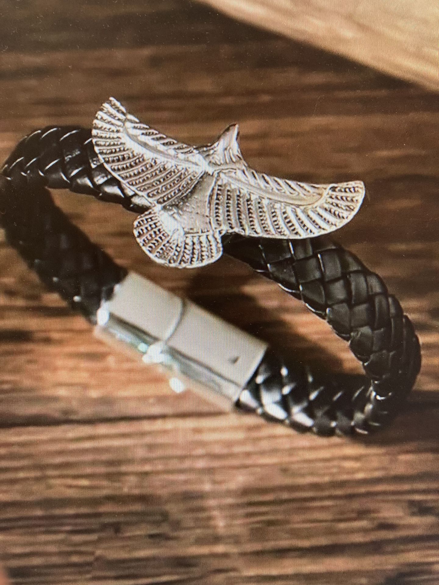 Braided Leather Flying Eagle Men’s Bracelet. One Size