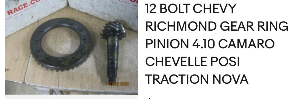 12 BOLT CHEVY RICHMOND GEAR RING PINION 4.10 CAMARO CHEVELLE POSI TRACTION NOVA