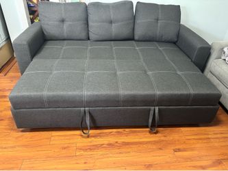 Dark Gray Fabric Pull-Out Sleeper Sofa