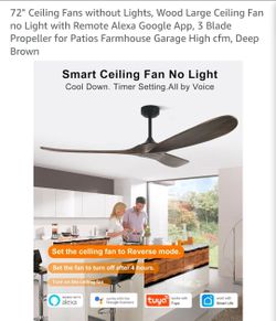 72 Inch Wooden Ceiling Fan With Remote