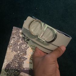 White Dior belt