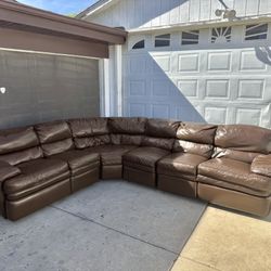 🚚 FREE DELIVERY Reclining Leather Couch Sofa Sectional – Dark Brown