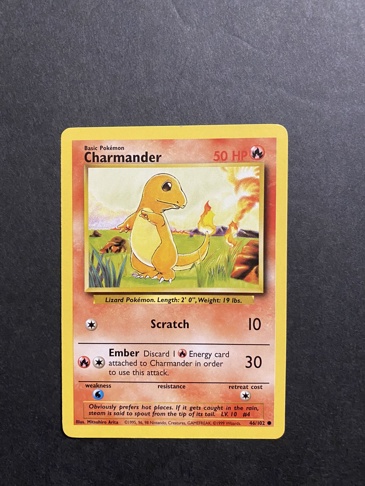 1999 Charmander Base Set Pokemon Card 46/102( PRICE Is $2000)