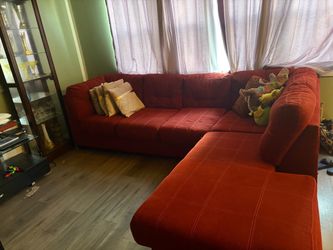 Red Fabric Sectional Sofa with Chaise