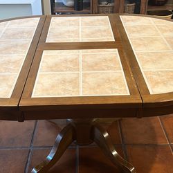 Expandable Cherrywood And Tile Kitchen Table