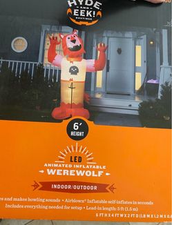 Led Inflatable Animated Halloween Werewolf 6ft, New