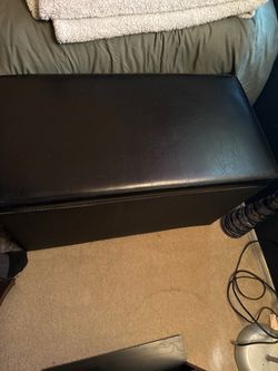 Black Faux Leather Storage Ottoman Bench – Great Condition