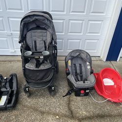 Graco Stroller/car Seat, 2 Bases And Pull Sled 